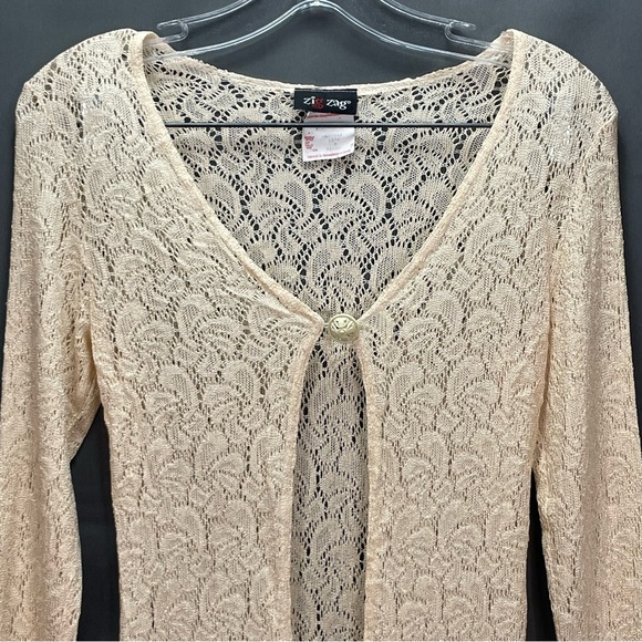Vintage 60’s? Cream coloured button front cardigan paisley crocheted lace - Picture 10 of 13